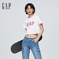 Gap女装2024春夏泡泡印花LOGO圆领短袖T恤纯棉打底衫402168