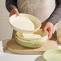 舍里 奶油風盤子菜盤家用深盤菜碟陶瓷碗盤套裝高級感輕奢碟子餐盤餐具