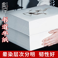 荣宝斋 书画宣纸书道半纸生宣书法专用纸初学练习毛边生熟宣纸 文房四宝学生毛笔书法纸 书道半纸生宣100