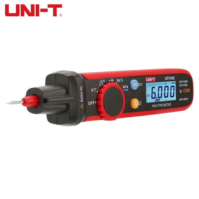 优利德（UNI-T）笔式万用表高精度数字多用表电工电压NVC测试表 UT118C