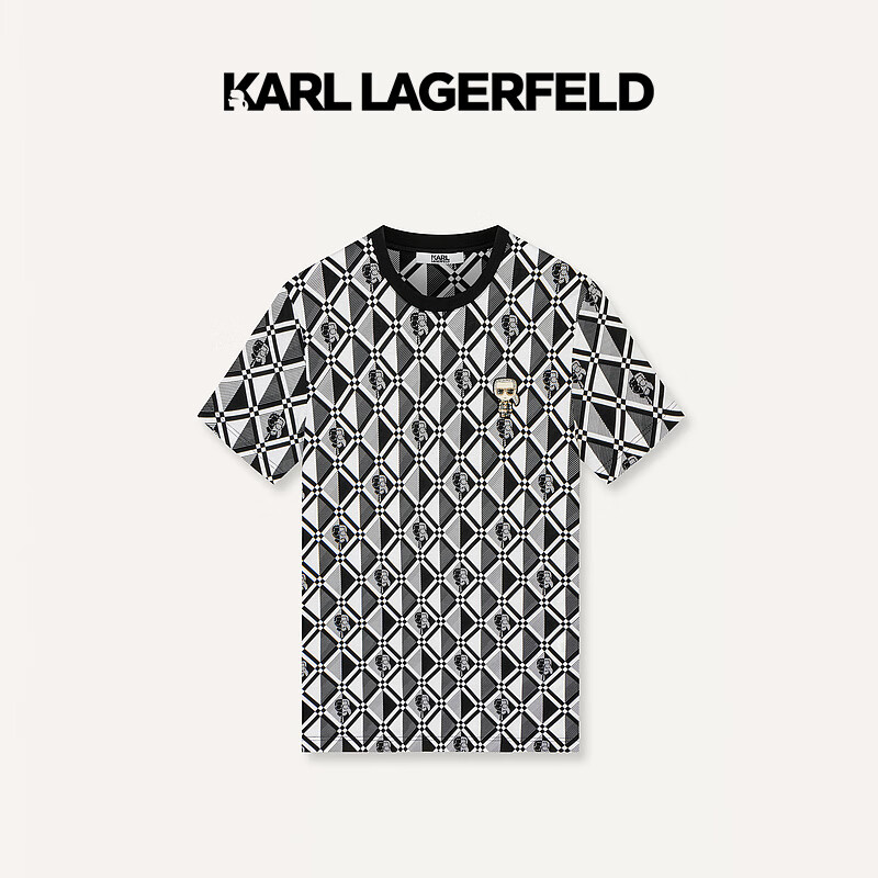 Karl Lagerfeld卡尔拉格斐轻奢老佛爷男装 24夏款KARL钉珠图案棉质短袖T恤 本白 56