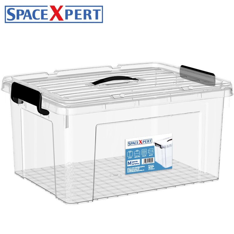 SPACEXPERT 衣物收纳箱塑料整理箱35L透明 1个装 带提手 【高透35L单只】51*38.5*25cm