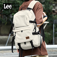 Lee潮牌双肩包男大容量书包初中高中大女旅游背包电脑包卡其色