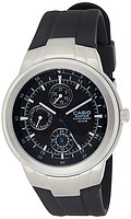 CASIO 卡西欧 男式 EF305-1AV Edifice 多功能手表,黑色树脂表带, 黑色//白色, 连衣裙