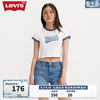Levi's李维斯24夏季女士复古时尚宽松LOGO印花短袖T恤气质 白色 A3523-0080 M