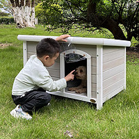 室外狗屋实木制小型犬狗舍猫窝屋平顶屋面泰迪宠物笼防雨户外狗窝