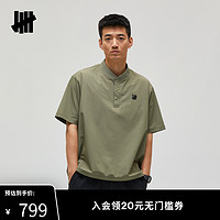 UNDEFEATED 五条杠官方春季新品时尚潮流美式亨利领梭织短袖T恤