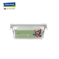 Glasslock韩国透气孔微烤两用保鲜盒冰箱收纳长方形家用玻璃烘焙烤盘 480ml 绿色