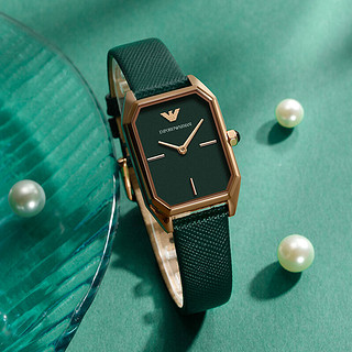 EMPORIO ARMANI 小绿表手表学生 贝母表盘时尚欧美表复古方形石英女表AR11149