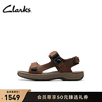 Clarks其乐索塔系列男鞋夏季魔术贴休闲缓震户外沙滩凉鞋 深棕色 261769057 40