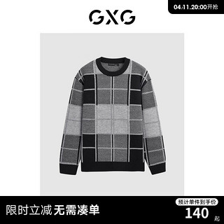 GXG 男装 拼接撞色格子毛衣男潮搭亲肤毛衫男式针织衫 花色 175/L