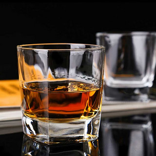 狮晟 家用玻璃威士忌杯套装洋酒杯酒吧啤酒杯家用水杯加厚四方玻璃杯 方形杯买二送1