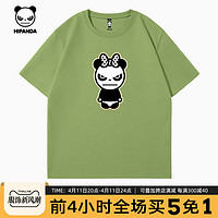 HIPANDA 你好熊猫 潮牌时尚T恤女2024夏季新款美式个性熊猫纯棉短袖