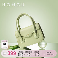 HONGU 红谷 包包2024新款牛皮单肩手提包小众设计小方包高级感斜挎女士包