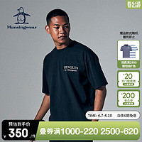 万星威（Munsingwear）高尔夫男士圆领短袖美式休闲运动短袖宽松T恤 BK00/黑色 L