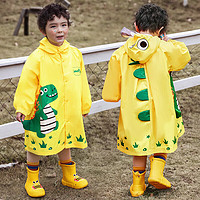MOREMERRY 牧萌 儿童雨衣男女童幼儿园小童小孩宝宝全身雨披 黄色萌趣恐龙 S