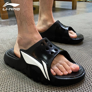 李宁 LI-NING拖鞋男士夏季运动户外外穿高端防水室外凉鞋休闲篮球品牌沙滩鞋 黑色 42