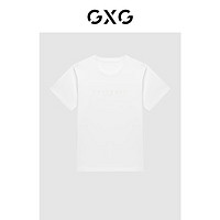 GXG奥莱 多色多款简约休闲宽松圆领短袖T恤男士合集 2024年夏季 白色前后印花T恤GD1440468E 190/XXXL
