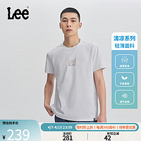 Lee24春夏标准版型小logo印花凉感男圆领短袖T恤LMT008141202 白色 S
