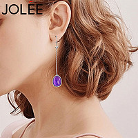 JOLEE耳钉女S925银时尚简约奢华紫水晶耳线耳环晚宴饰品