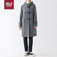 MUJI 無印良品 无印良品（MUJI）女式 羊毛混 牛角扣大衣 长款外套 毛呢大衣秋冬 炭灰色2A XL