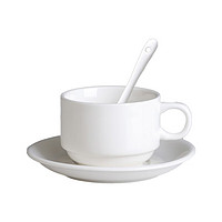 晟日晨辉 咖啡杯套装 酒店餐具牛奶杯商用150ml咖啡杯+垫+勺 白色套装
