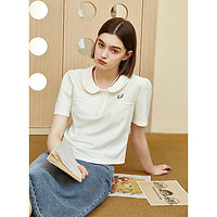 范思蓝恩 娃娃领通勤短袖t恤学生女夏美式复古Polo衫