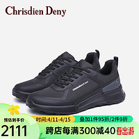 克雷斯丹尼（Chrisdien Deny）男士时尚休闲鞋户外运动百搭舒适轻便跑步鞋 黑色GBHC601N1A 37