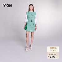 Maje2024春夏女装时尚绿色假两件花呢连衣裙短裙MFPRO03472 绿色 T38