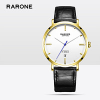 RARONE 雷诺 手表追梦系列机械男表白面金钉皮带  8670119029801