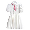 夏季洋氣泡泡袖學院風polo裙韓版裙子 白色 110cm