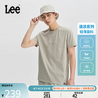 Lee24春夏标准版型小logo印花凉感男圆领短袖T恤LMT008141202 牡蛎白 XL