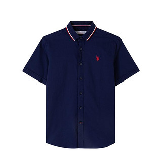 U.S. POLO ASSN. 春夏男士纯棉舒适简约翻领短袖上衣大众休闲柔软亲肤透气男式衬衫