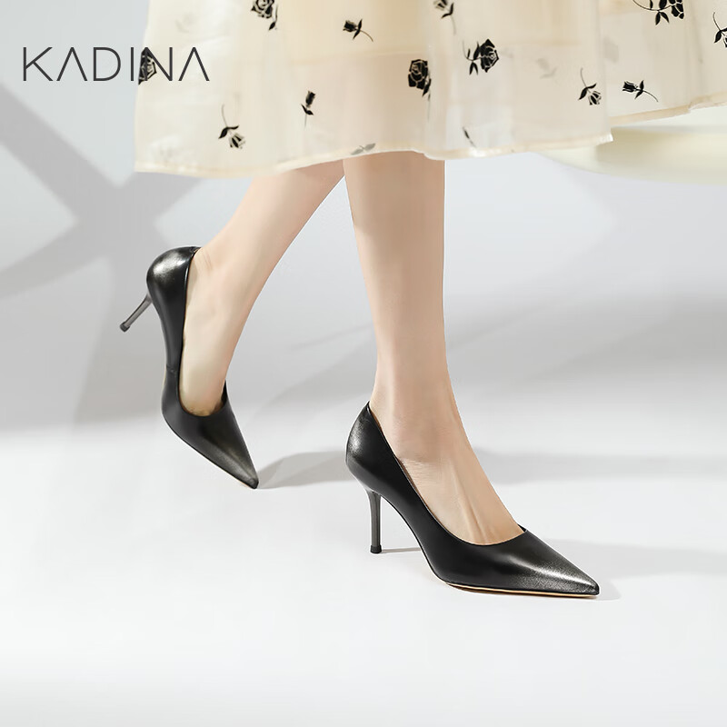 卡迪娜卡迪娜24年春季浅口单鞋时尚优雅细高跟简约女鞋KWS240116 KWS240116-黑色 36