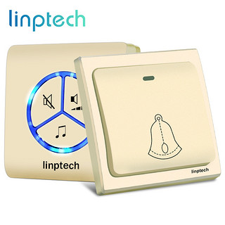 linptech 领普 科技（linptech）门铃 家用无线门铃不用电池自发电远距离防水呼叫器 G1香槟金一拖一