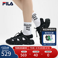 FILA 斐樂 官方貓爪涼鞋女鞋2024夏季新款溯溪戶外沙灘鞋涼拖老爹鞋子 黑-BK 40