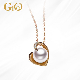 GiO Akoya海水珍珠项链吊坠18k金钻石镶嵌 18K金玫瑰金版 8-8.5mm