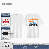 Calvin Klein Jeans24春夏男士时尚炫彩涂鸦字母印花纯棉短袖T恤ZM02801 YAF-月光白 L