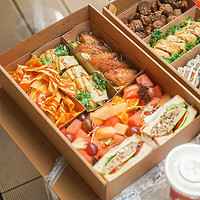 星月蓝 露营野餐盒子一次性牛皮纸餐盒甜品烤肉便当轻食打包盒（4个装）