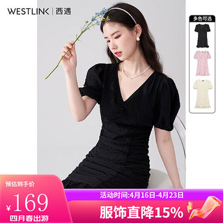 WESTLINK 西遇 女士短款连衣裙 10920672 黑色 S