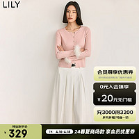 LILY 2024春新款女装气质别致可拆卸鸵鸟毛通勤修身毛针织衫打底衫 120浅粉 M