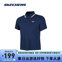 SKECHERS 斯凯奇 舒适休闲短袖衫P224M039 海军学院蓝/02MZ S