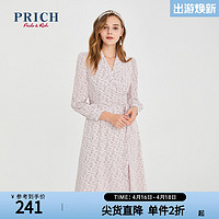 PRICH 2021年春季新款时尚甜美气质修身系带V领连衣裙PROWB5202N