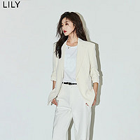 LILY2024夏女装气质通勤款设计感都市一粒扣修身休闲西装外套 601白色 XL