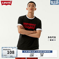 Levi's【同款】李维斯2024夏季logo印花短袖T恤 黑色0001 S