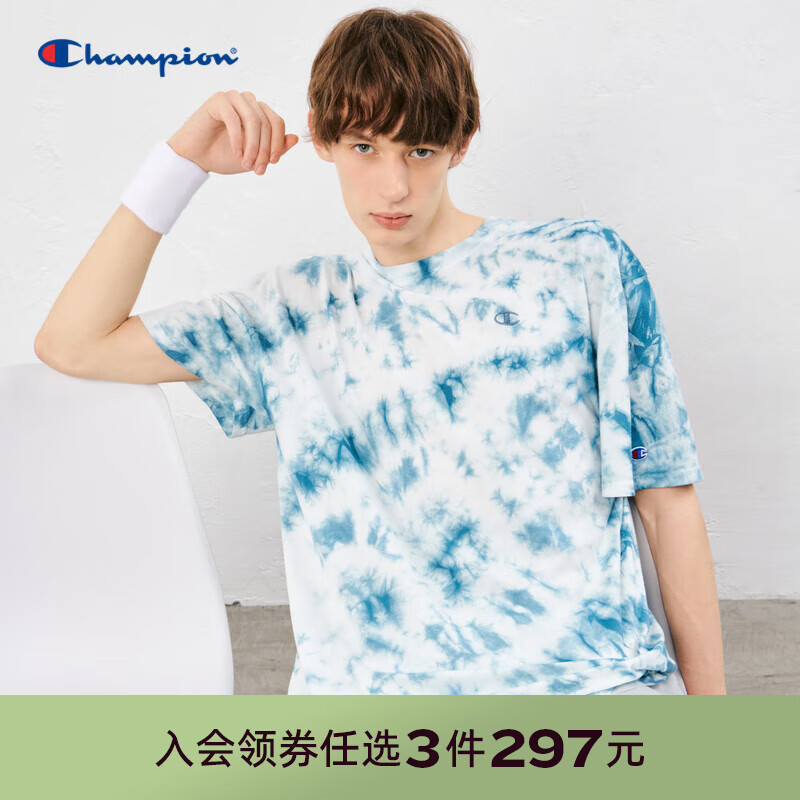 Champion【任选3件】【任选3件】【任选3件】冠军款T恤 浅蓝色扎染 XL