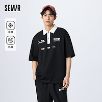 Semir 森馬 POLO衫男2023年夏季新款情侶款涼感抗菌舒適時尚寬松針織上衣