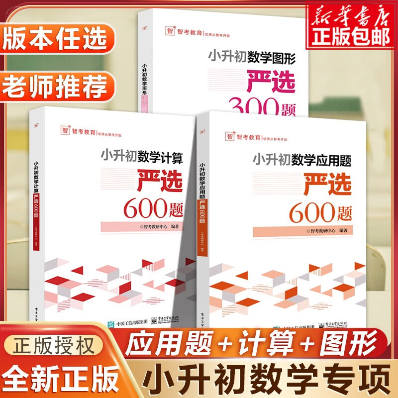 小升初数学计算严选600题+数学应用题严选600题+数学图形严选300题小学六年级数学专项训练衔接教材数学考试解题方法技巧大全 小升初数学计算严选600题