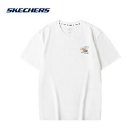 SKECHERS 斯凯奇 短袖男女同款夏季透气衣服休闲纯色简约t恤衫 FHL121U173-0019 亮白色