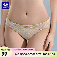 华歌尔蓝标Wacoal 中低腰蕾丝三角裤内裤内衣女WP34E4 奶油黄 160/90